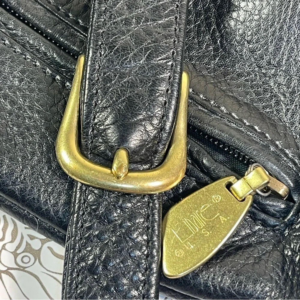 Vintage Libaire Black Leather Shoulder Bag Made in USA Pebbled Leather Purse